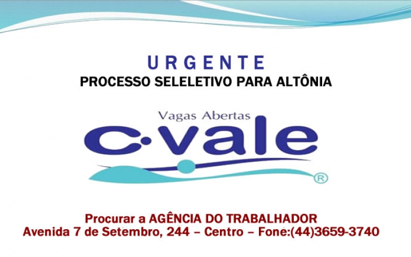 Oportunidade de Emprego na C-Vale