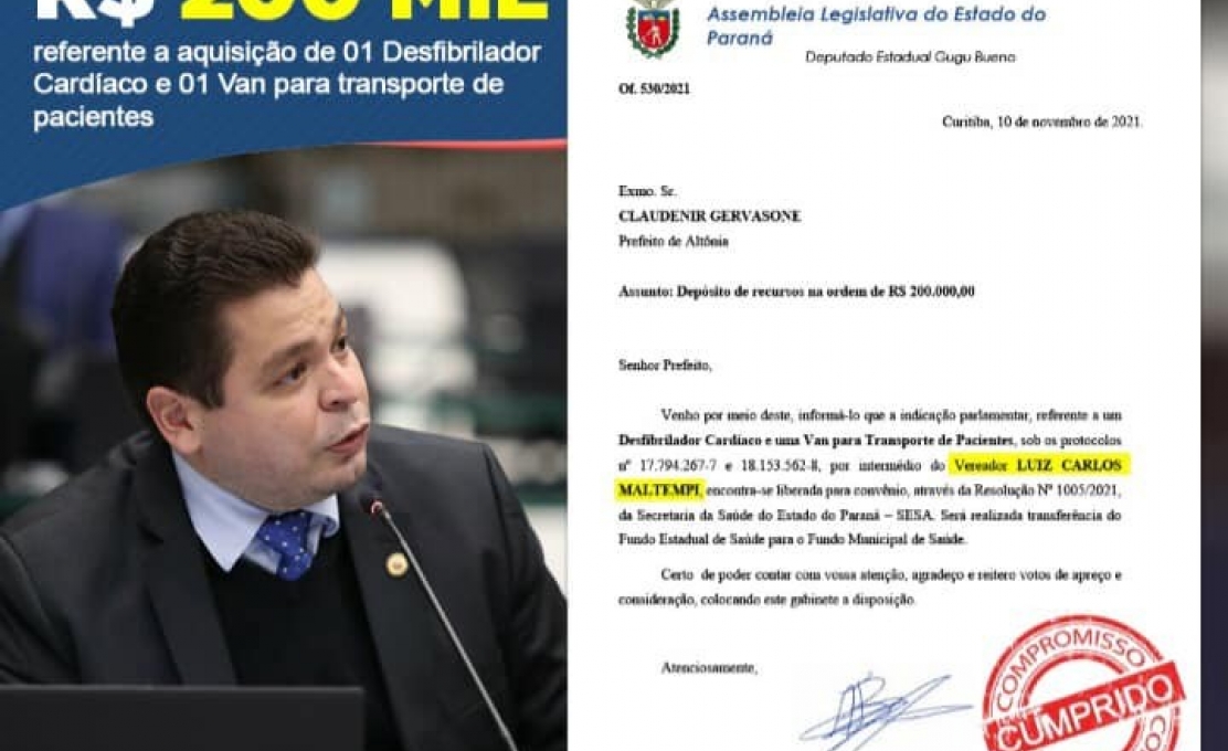 EMENDA PARLAMENTAR DO DEPUTADO GUGU BUENO