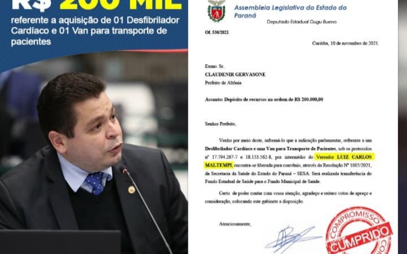 EMENDA PARLAMENTAR DO DEPUTADO GUGU BUENO