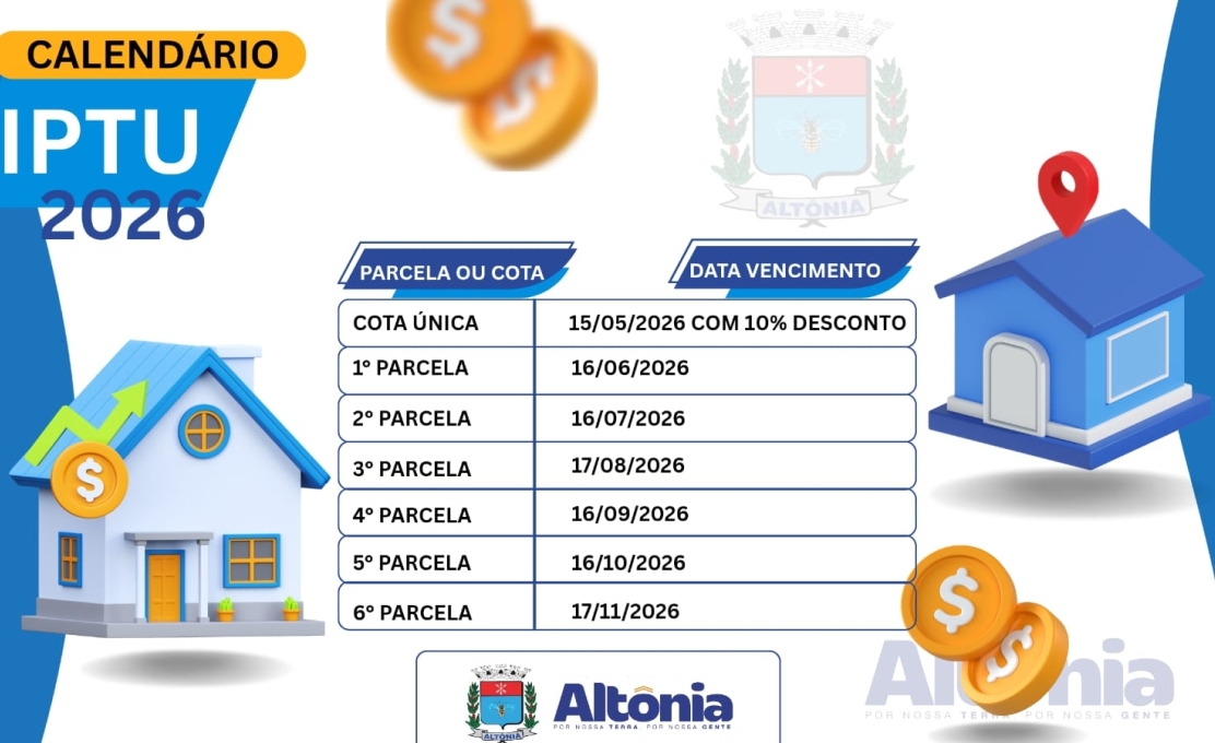 Calendário IPTU 2026 - Altônia - Pr