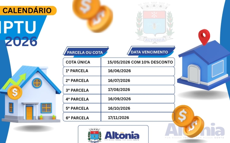 Calendário IPTU 2026 - Altônia - Pr